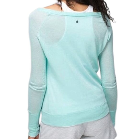 Lululemon Chai Time Pullover II Heathered Aquamarine Sweater 10 Relaxed Fit - Picture 1 of 8